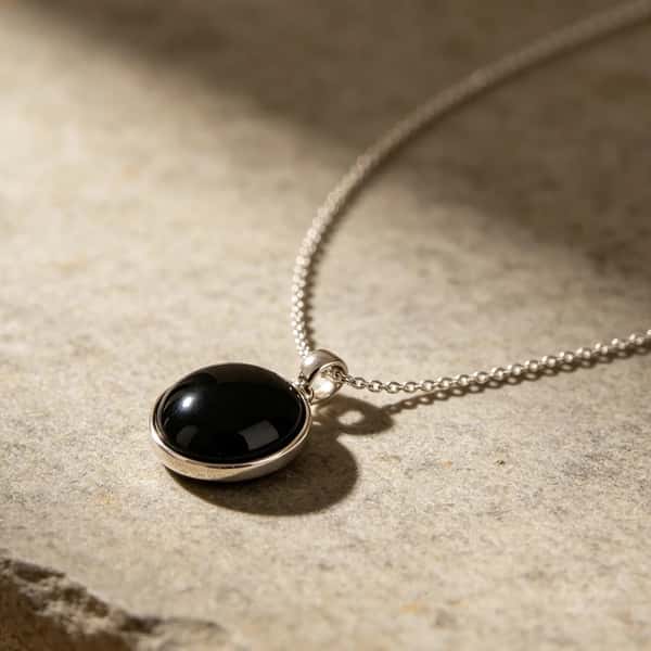 Midnight Onyx Solitaire Pendant Necklace