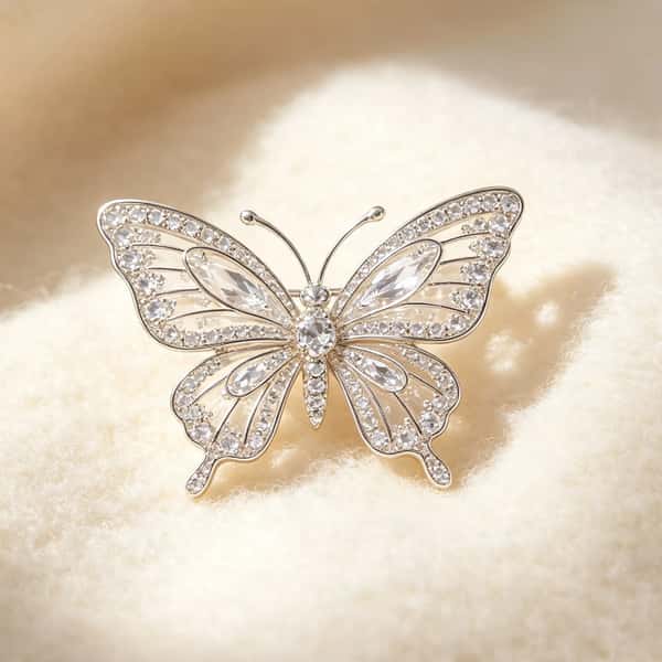 Delicate Crystal Butterfly Brooch